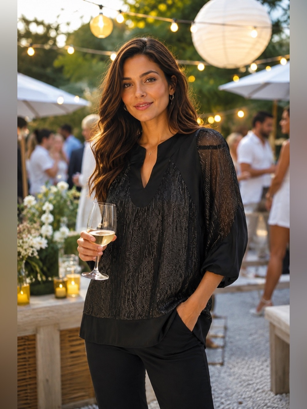 Halston Heritage Black and Silver Blouse